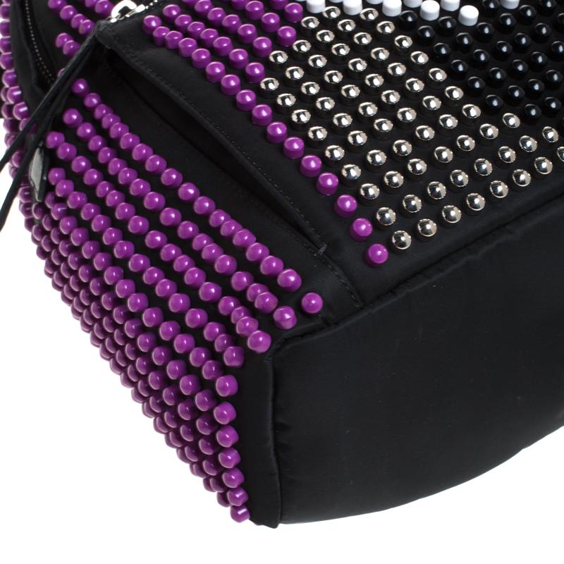 Fendi Black/Purple Nylon Karl Beaded Backpack In Good Condition In Dubai, Al Qouz 2