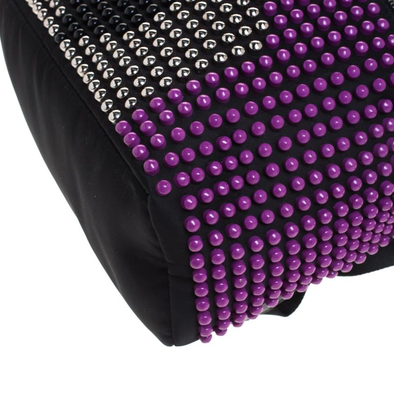 Women's Fendi Black/Purple Nylon Karl Beaded Backpack
