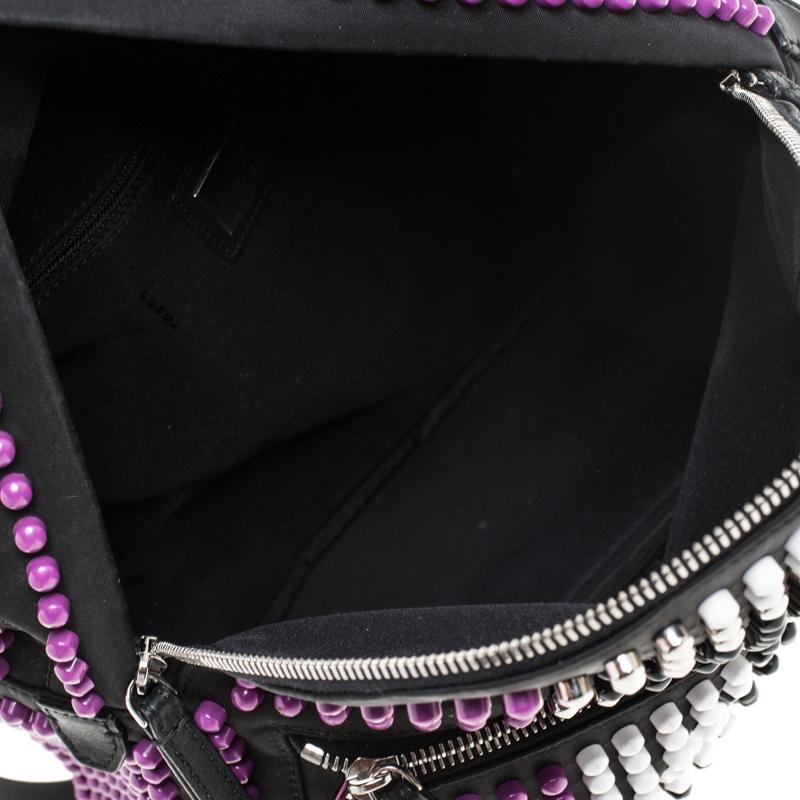 Fendi Black/Purple Nylon Karl Beaded Backpack 2