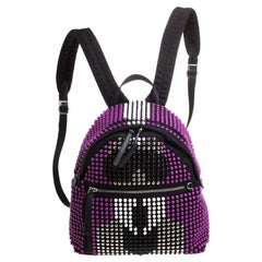 Fendi Black/Purple Nylon Karl Beaded Backpack