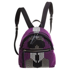 Fendi Black/Purple Nylon Karl Beaded Backpack