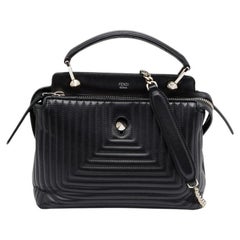 Fendi Black Quilted Leather Dotcom Click Medium Shoulder Bag
