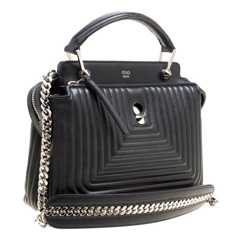 Fendi Black Quilted Leather Dotcom Click Shoulder Bag 7
