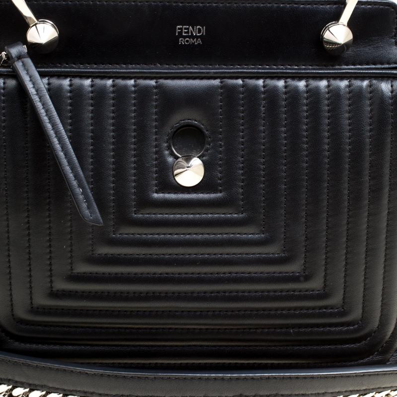 Fendi Black Quilted Leather Dotcom Click Shoulder Bag 8