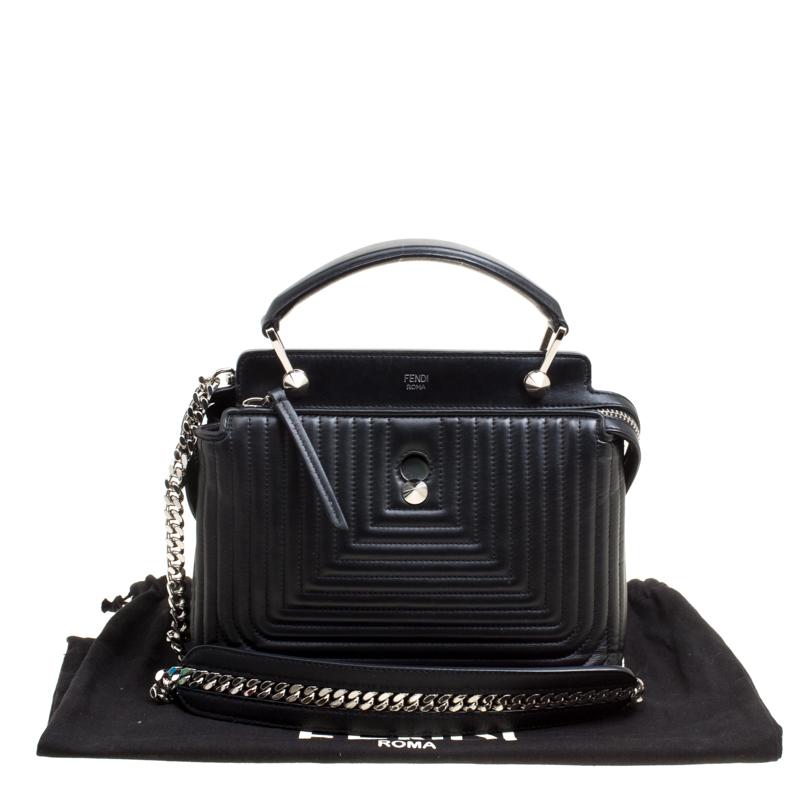 Fendi Black Quilted Leather Dotcom Click Shoulder Bag 9