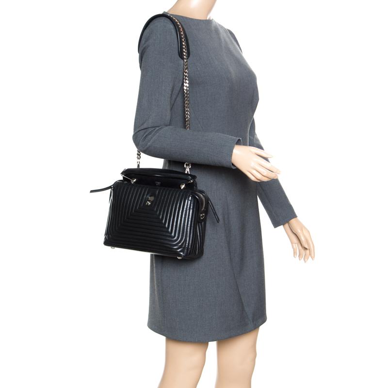 Fendi Black Quilted Leather Dotcom Click Shoulder Bag In Good Condition In Dubai, Al Qouz 2