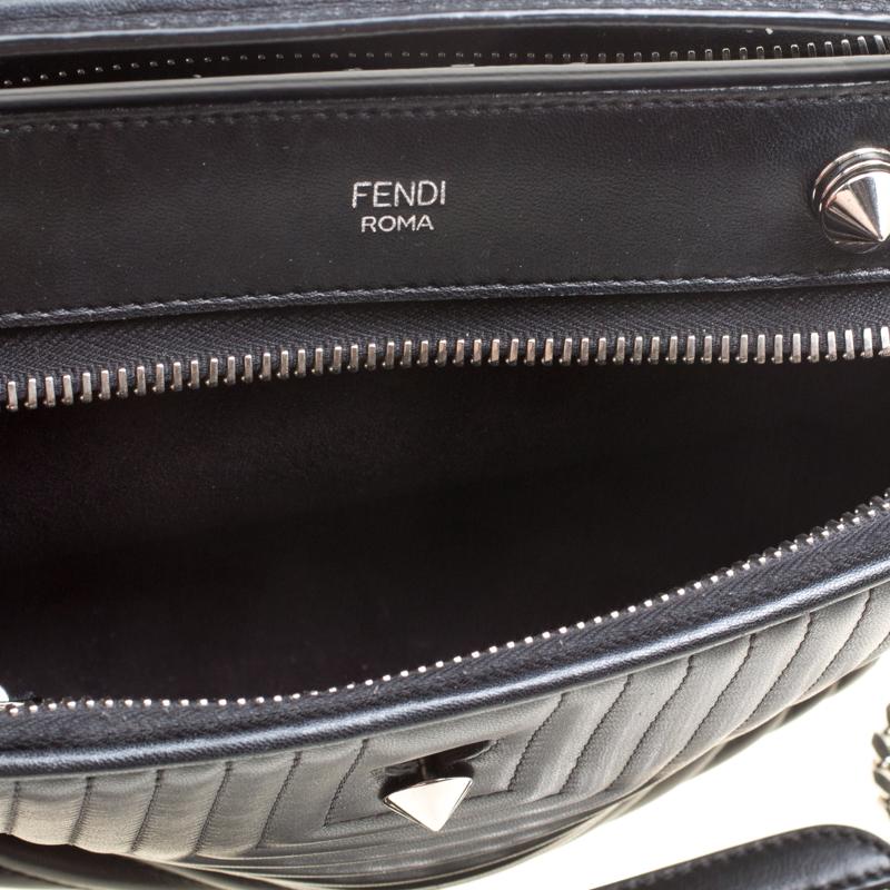 Fendi Black Quilted Leather Dotcom Click Shoulder Bag 3