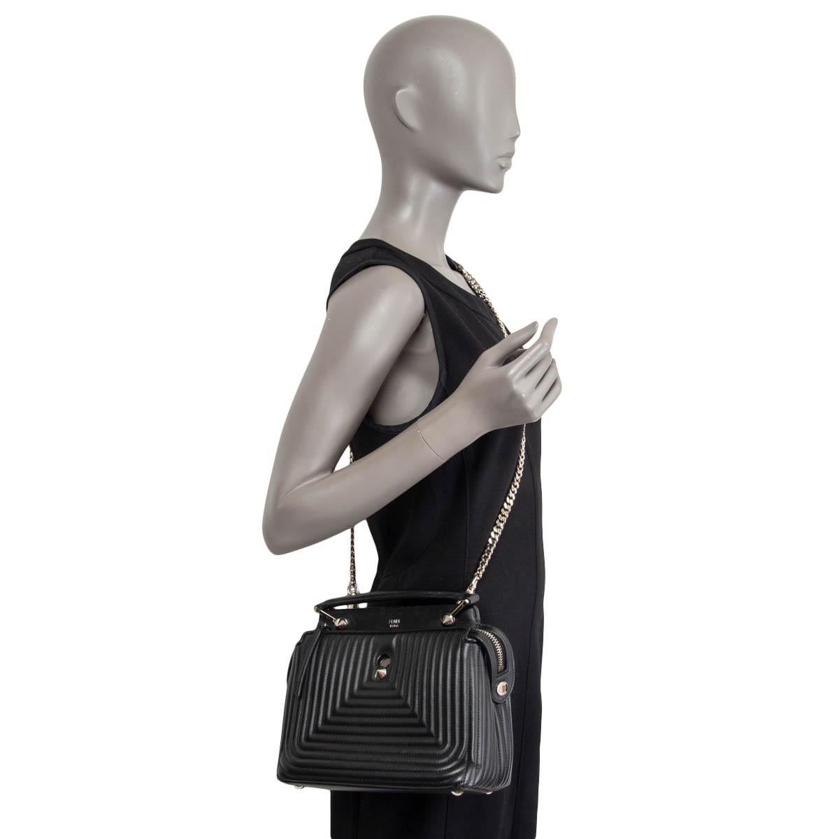 FENDI black quilted leather DOTCOM CLICK SMALL Shoulder Bag In Good Condition In Zürich, CH