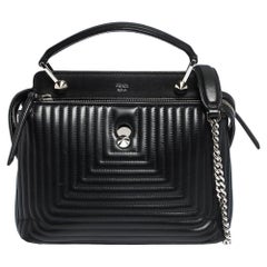 Fendi Black Quilted Leather Dotcom Top Handle Bag