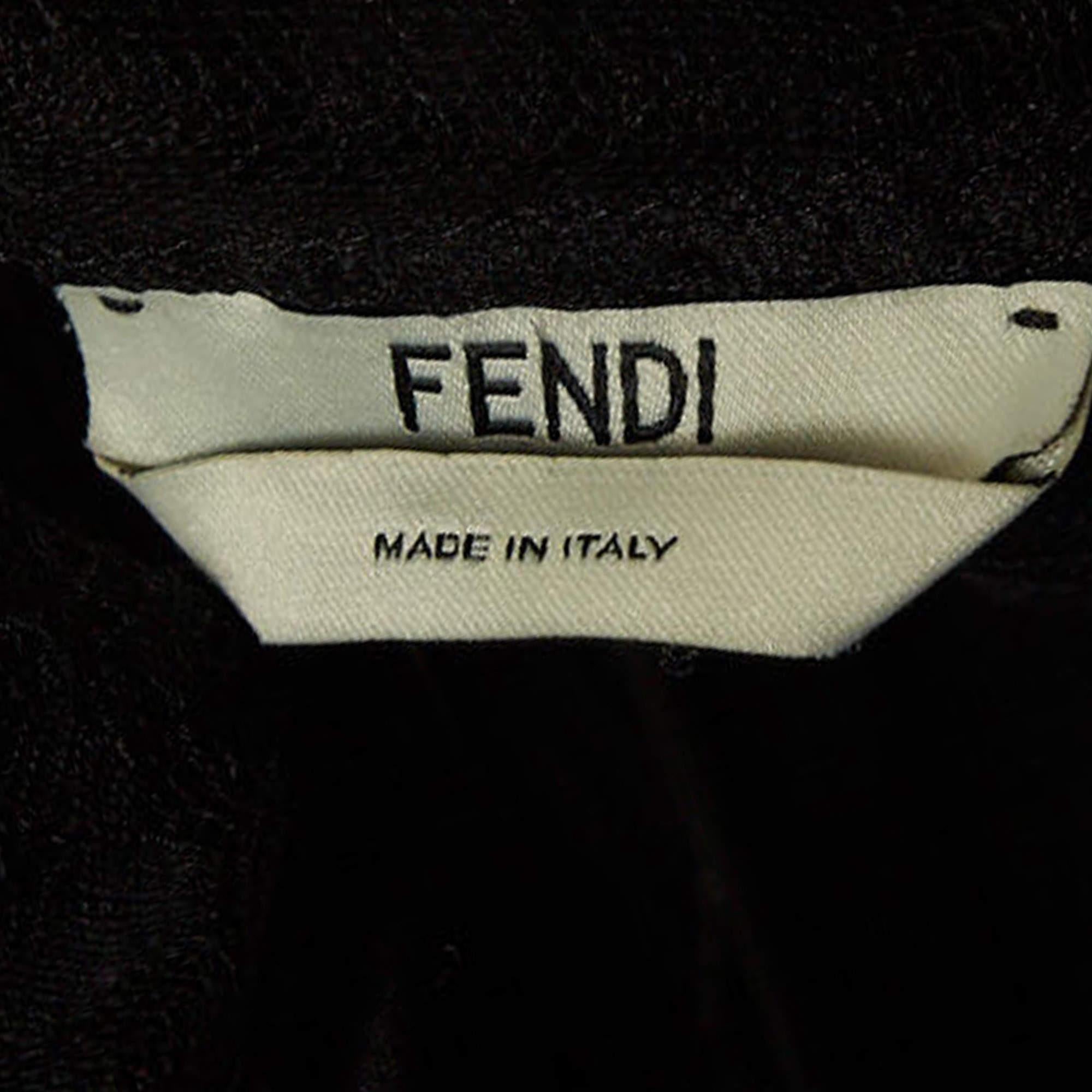 Fendi - Robe midi matelassée en soie noire bordée de dentelle M Bon état - En vente à Dubai, Al Qouz 2