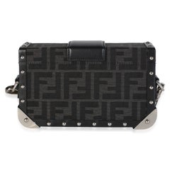 Fendi Black Recycled Fabric Jacquard Astro FF 1974 Mini Baguette Trunk Bag