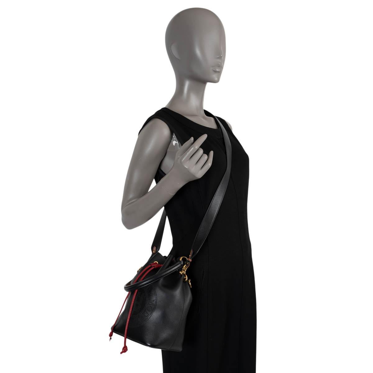 FENDI black & red Grace leather SMALL MON TRESOR Bucket Shoulder Bag For Sale 6