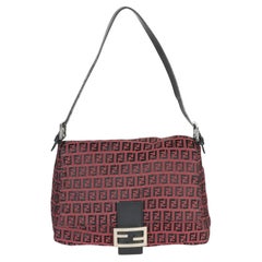 Fendi Black Red Zucca Mama Baguette