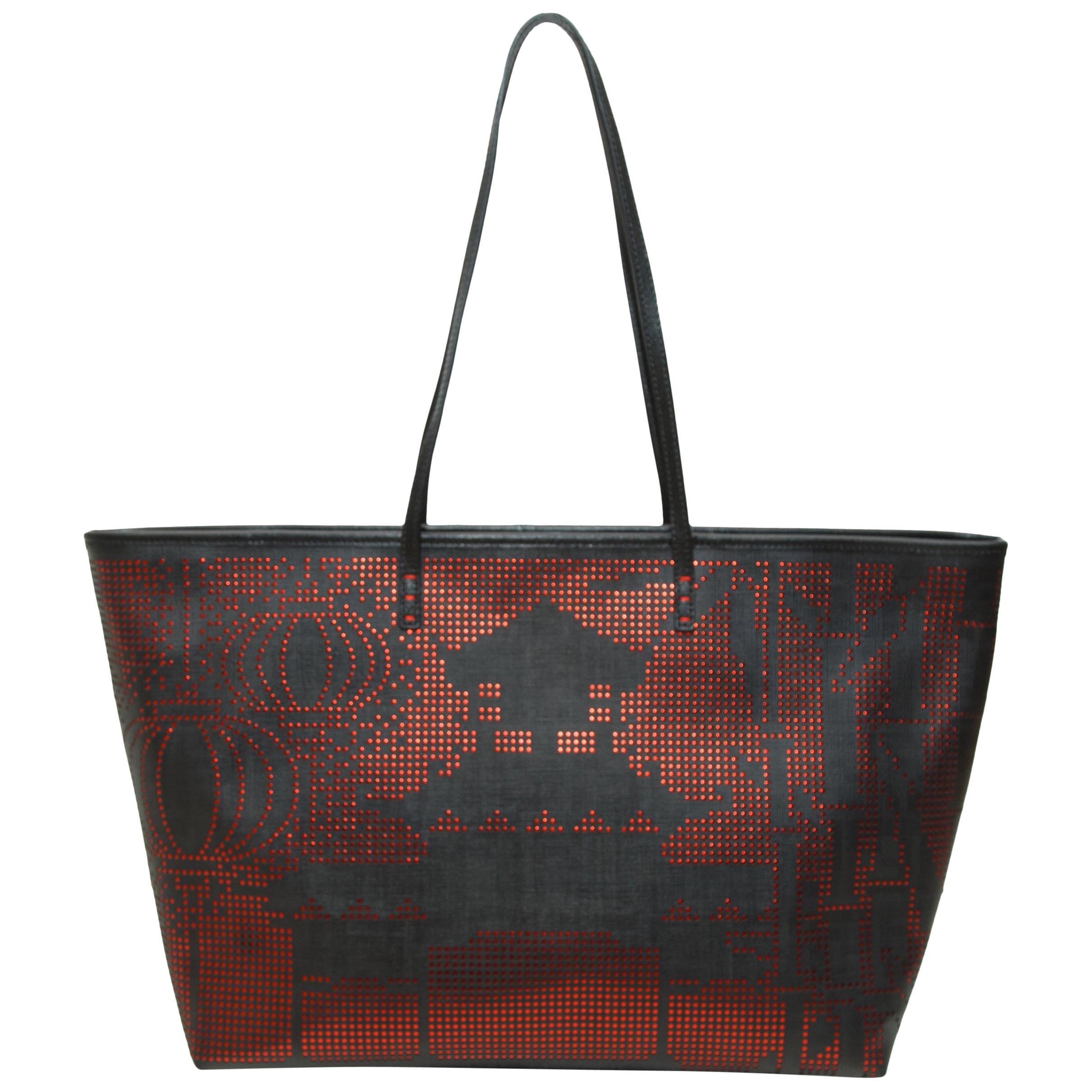 Fendi Black & Red Zucca Tote Bag