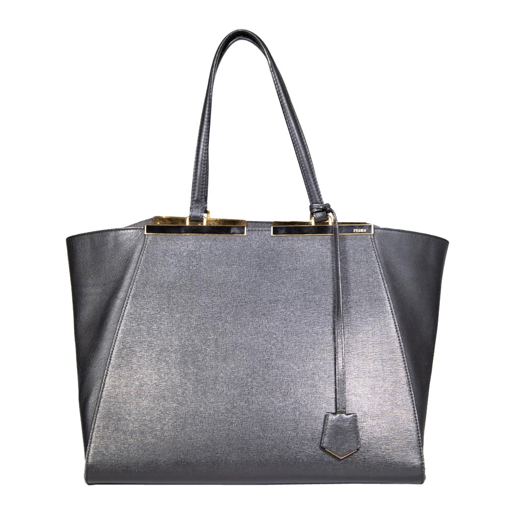Fendi Black Saffiano Leather 2Jours Large Bag