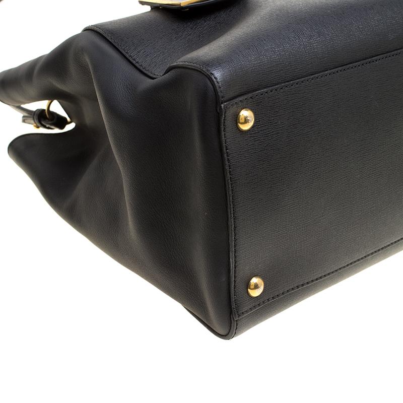 Fendi Black Saffiano Leather 2Jours Top Handle Bag 7