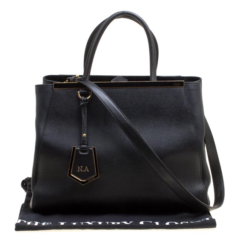 Fendi Black Saffiano Leather 2Jours Top Handle Bag 8