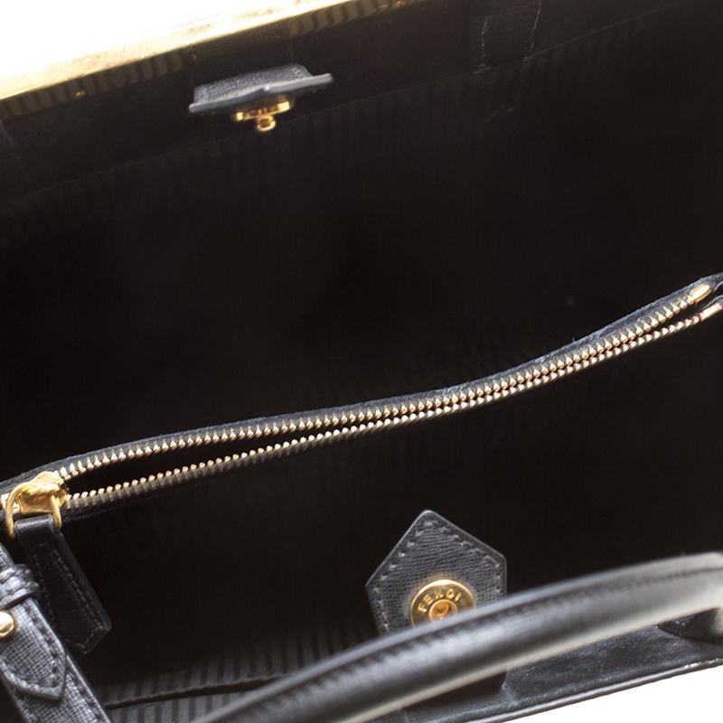 Women's Fendi Black Saffiano Leather 2Jours Top Handle Bag
