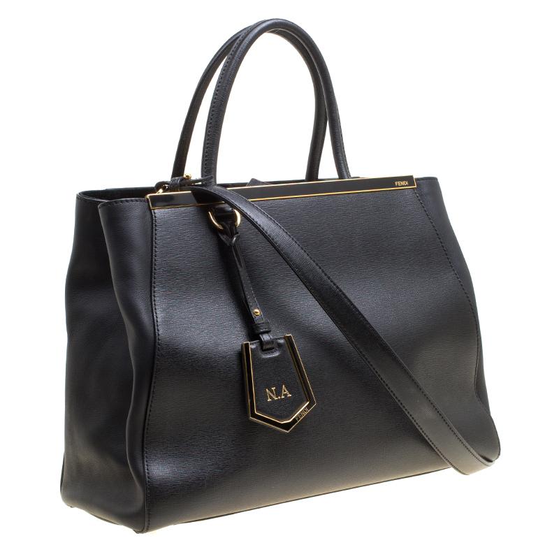 Fendi Black Saffiano Leather 2Jours Top Handle Bag 4