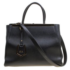 Fendi Black Saffiano Leather 2Jours Top Handle Bag