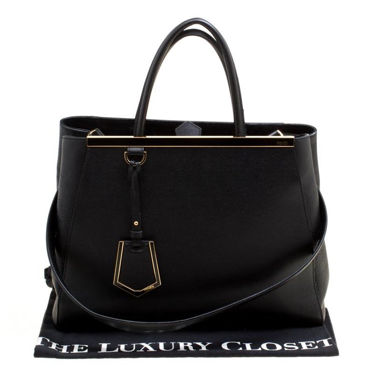 Fendi Black Saffiano Leather 2Jours Tote For Sale at 1stDibs