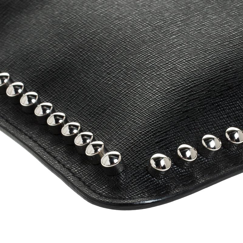 Fendi Black Saffiano Leather Karlito Clutch 4