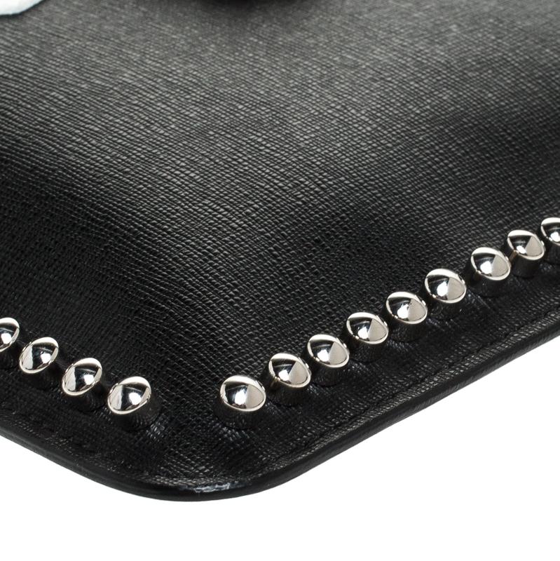 Fendi Black Saffiano Leather Karlito Clutch 5