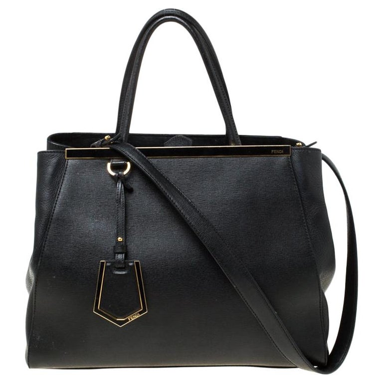 Fendi Black Saffiano Leather Large 2Jours Tote For Sale at 1stDibs