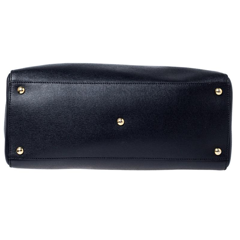 Fendi Black Saffiano Leather Large Petite 2Jours Tote 5