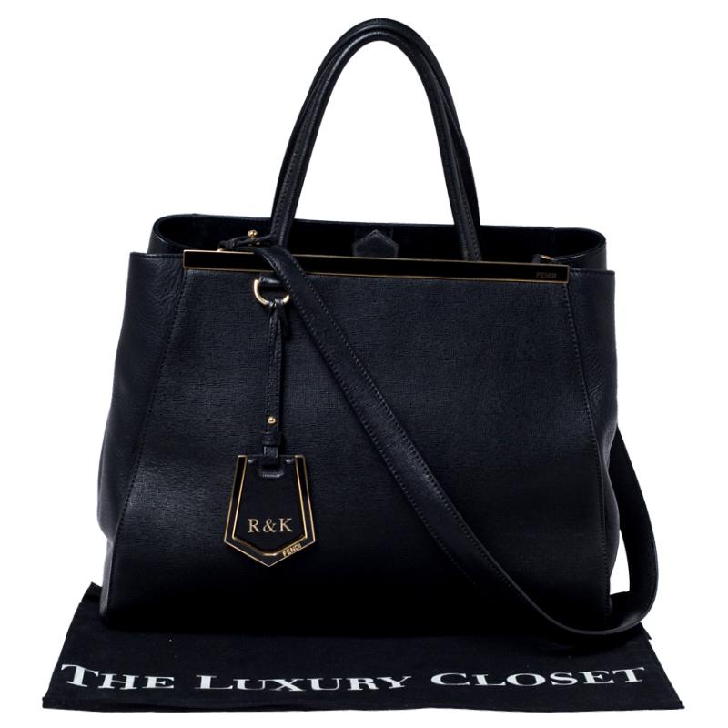 Fendi Black Saffiano Leather Large Petite 2Jours Tote 7