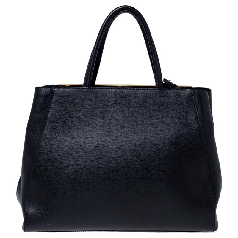Fendi Black Saffiano Leather Large Petite 2Jours Tote 1