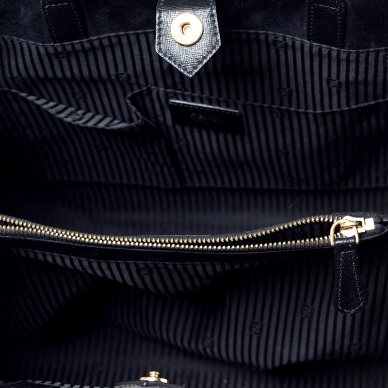 Fendi Black Saffiano Leather Large Petite 2Jours Tote 2