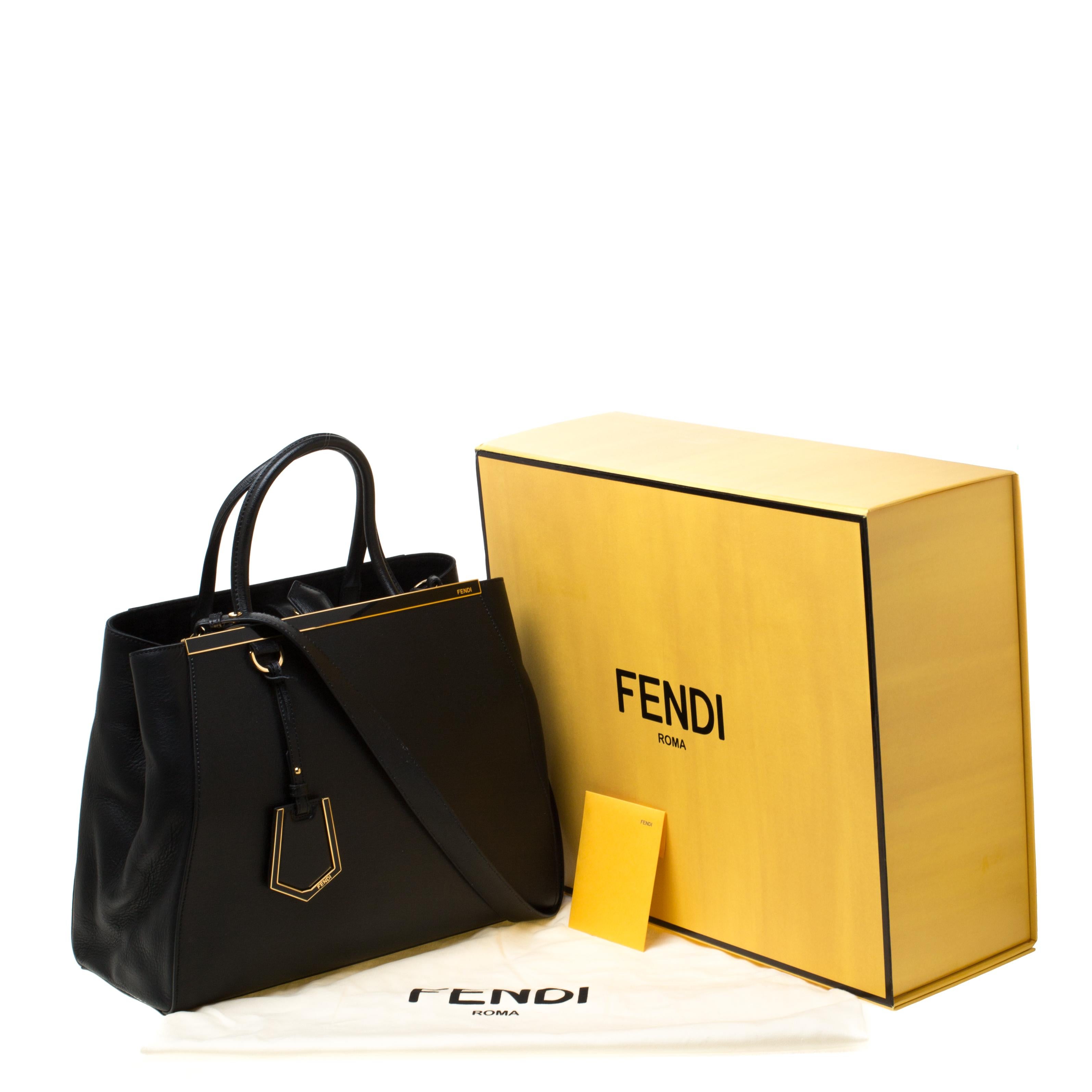 Fendi Black Saffiano Leather Medium 2Jours Tote 5