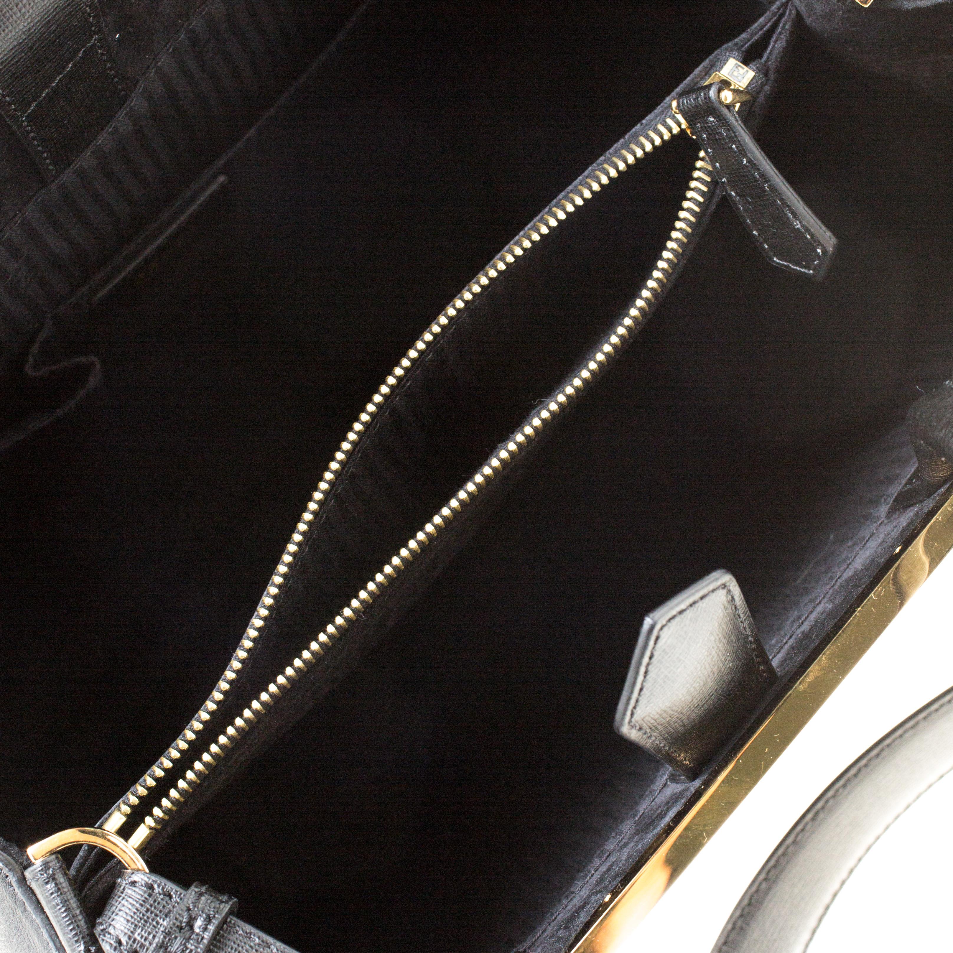 Fendi Black Saffiano Leather Medium 2Jours Tote 2