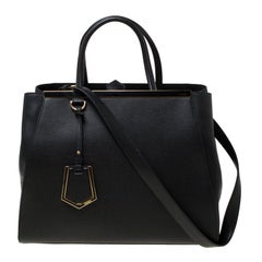 Fendi Black Saffiano Leather Medium 2Jours Tote