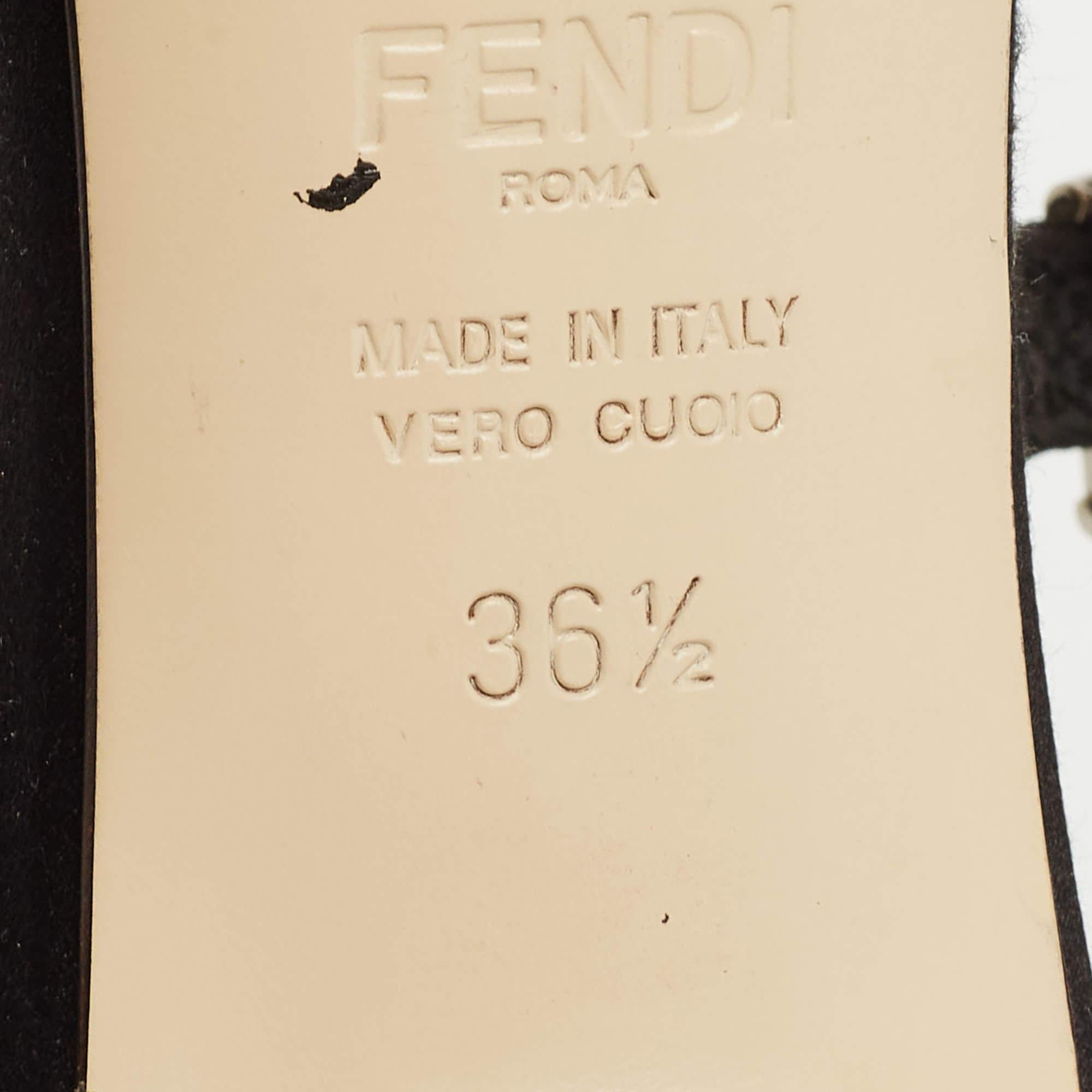 Fendi Black Satin and Mesh Colibri Pumps Size 36.5 5