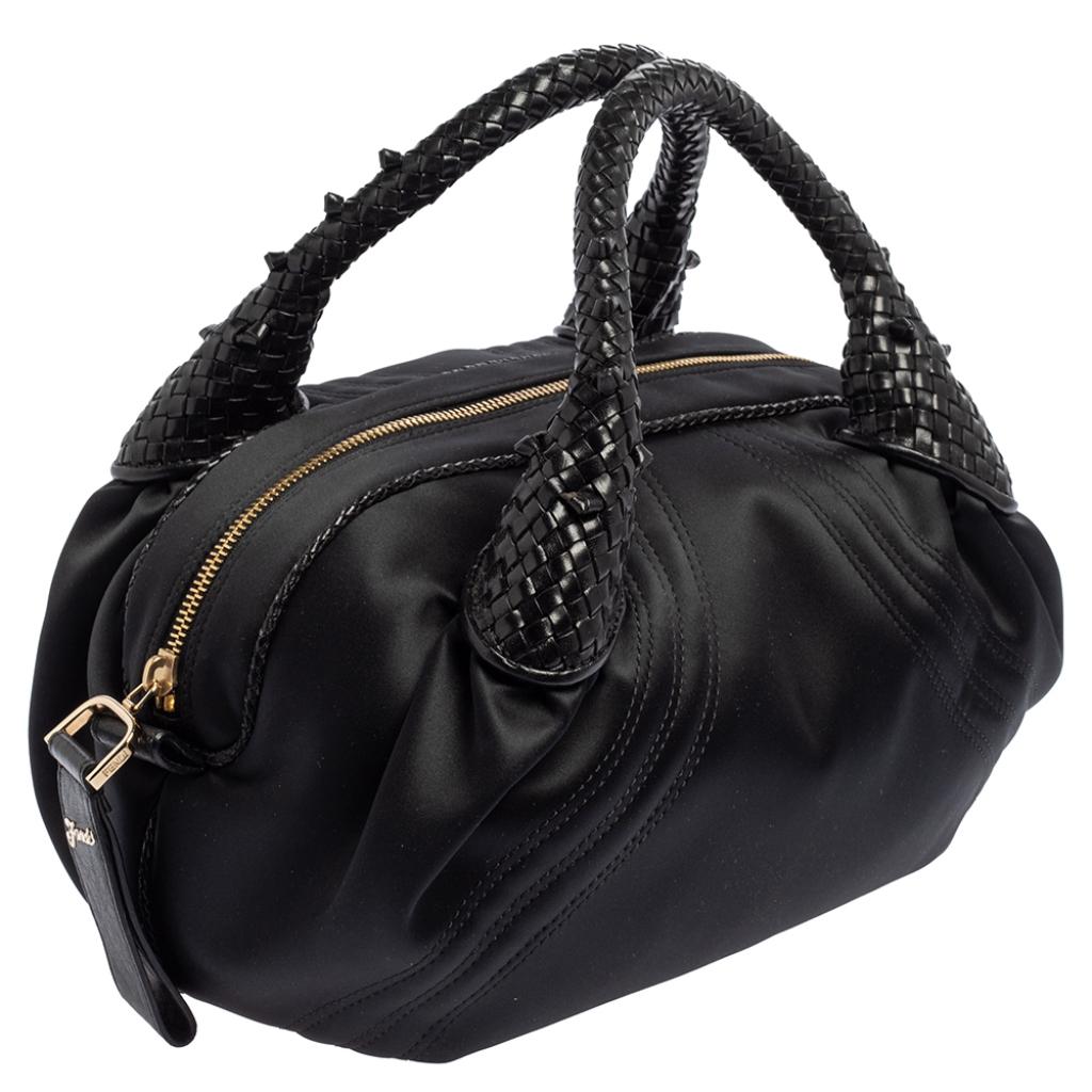 Women's Fendi Black Satin Baby Spy Bag