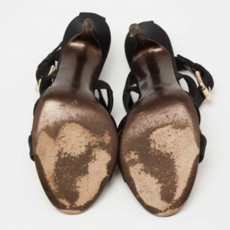 Fendi raso nero  Sandali con cinturino alla caviglia Criss Cross Taglia 37 in vendita 1