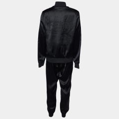 Fendi Black Satin Logo Embroidered Track Suit M