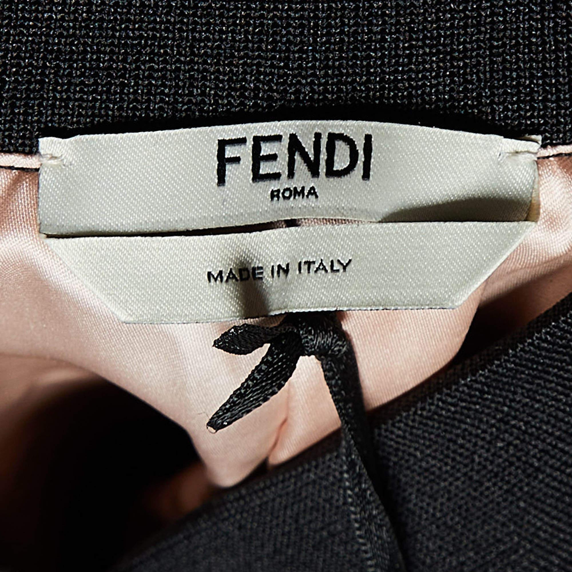 Fendi Black Satin Logo Embroidered Track Suit M For Sale 3