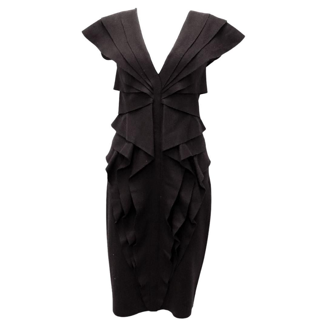 Fendi Black Sculptural Ruffle Cocktail Dress - EU 36