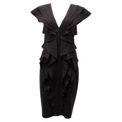 Fendi Black Sculptural Ruffle Cocktail Dress - EU 36