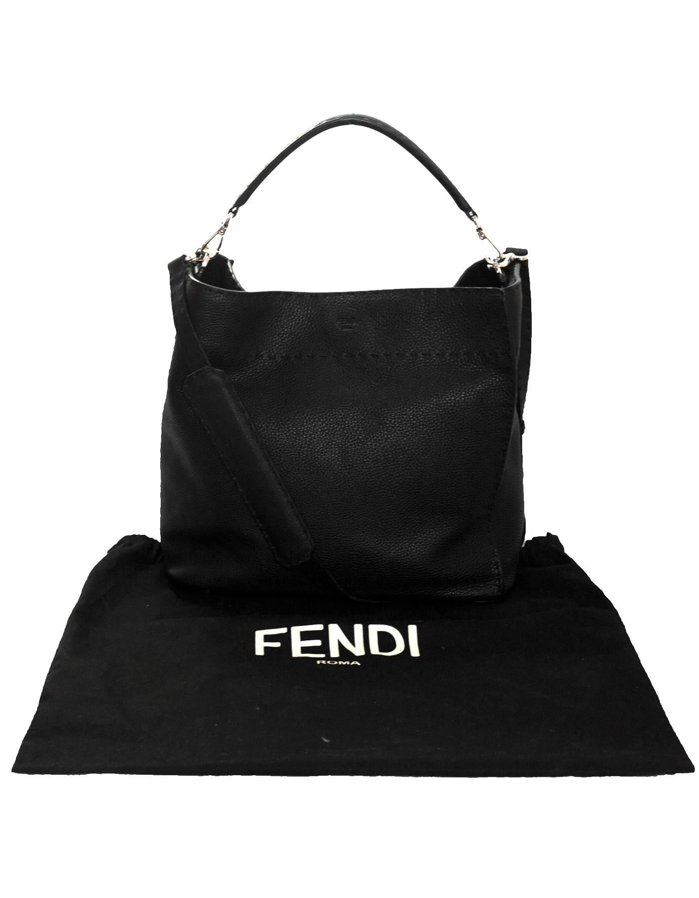 Fendi Black Selleria Leather Anna Hobo Bag  7
