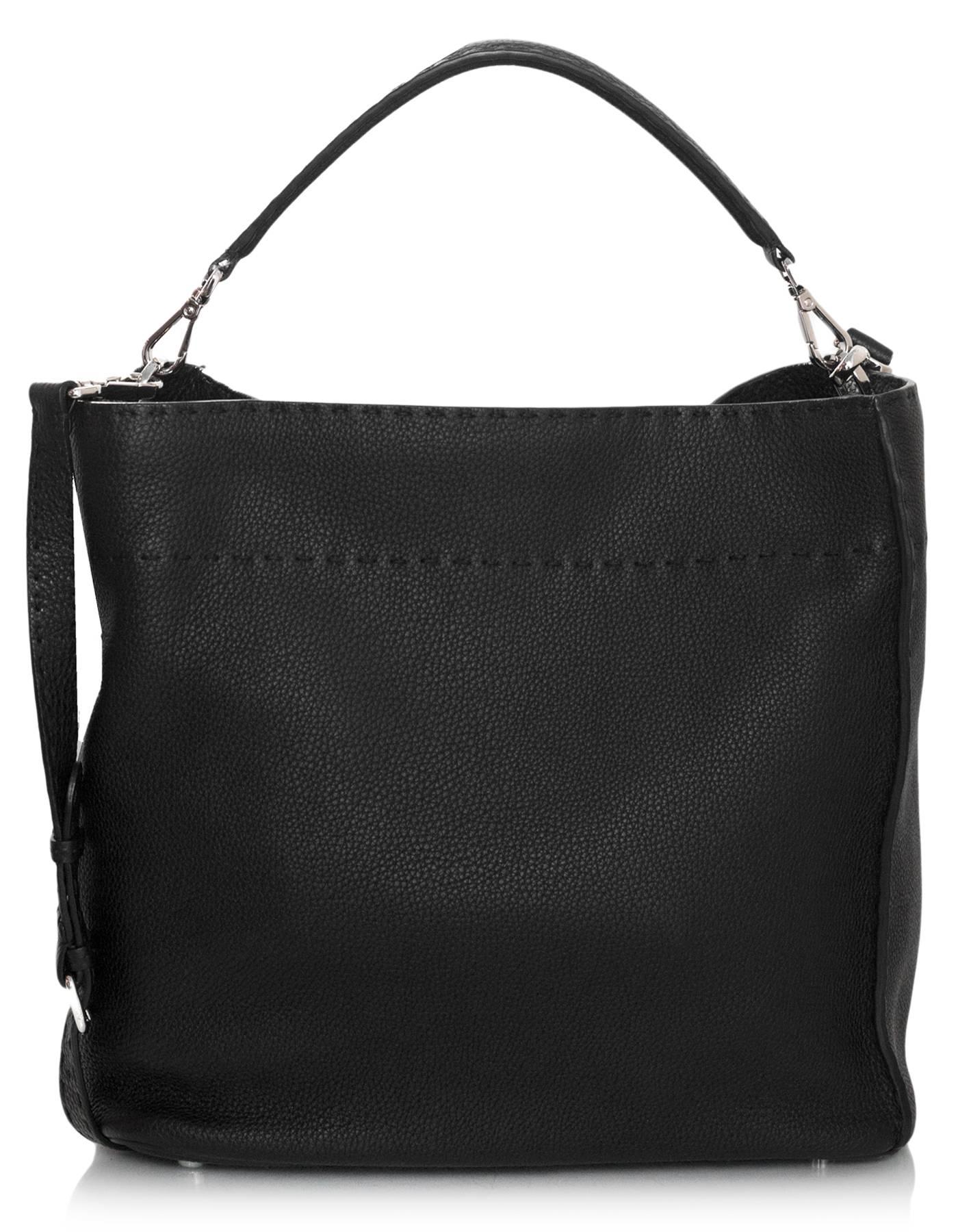 Women's Fendi Black Selleria Leather Anna Hobo Bag 