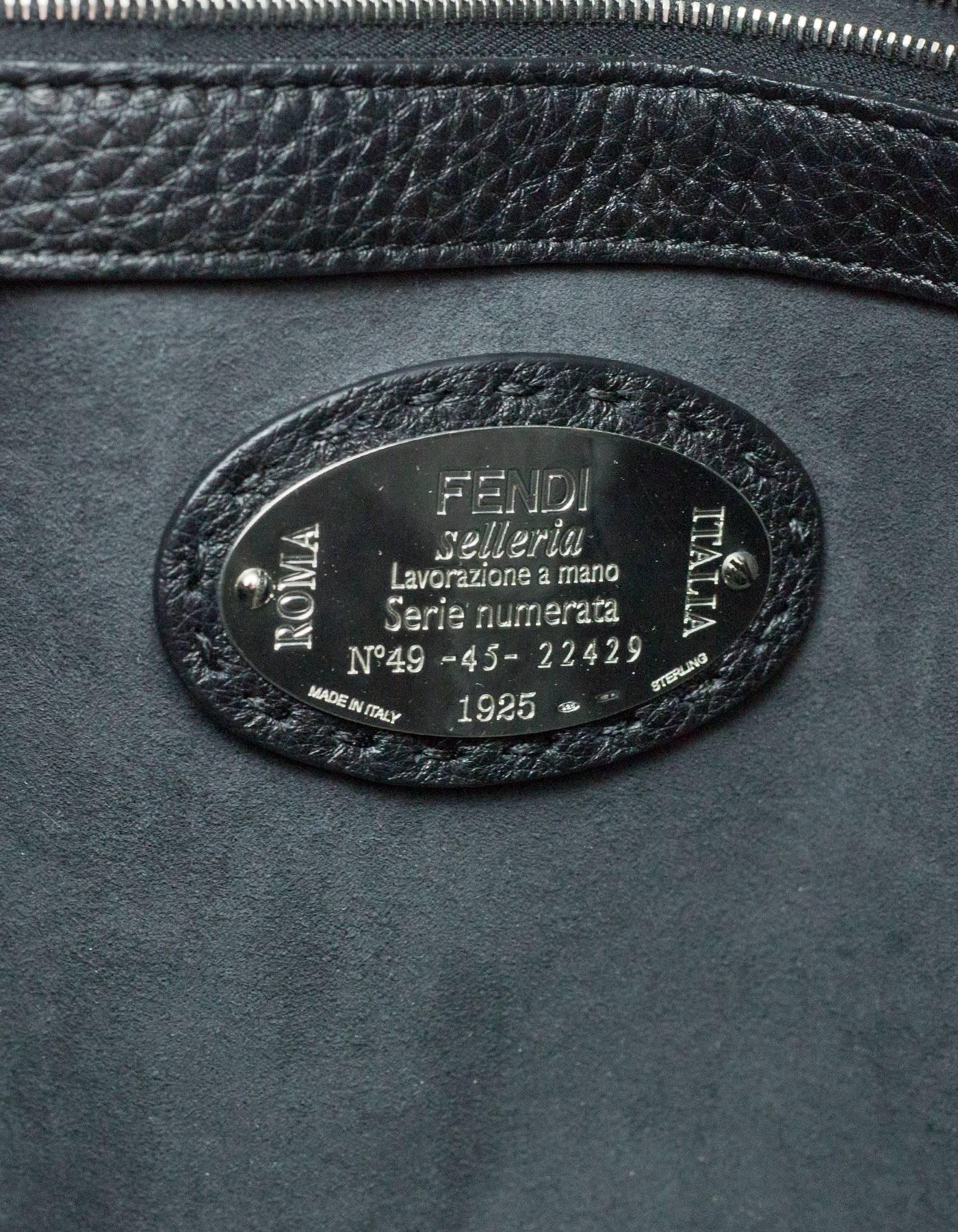 Fendi Black Selleria Leather Anna Hobo Bag  4