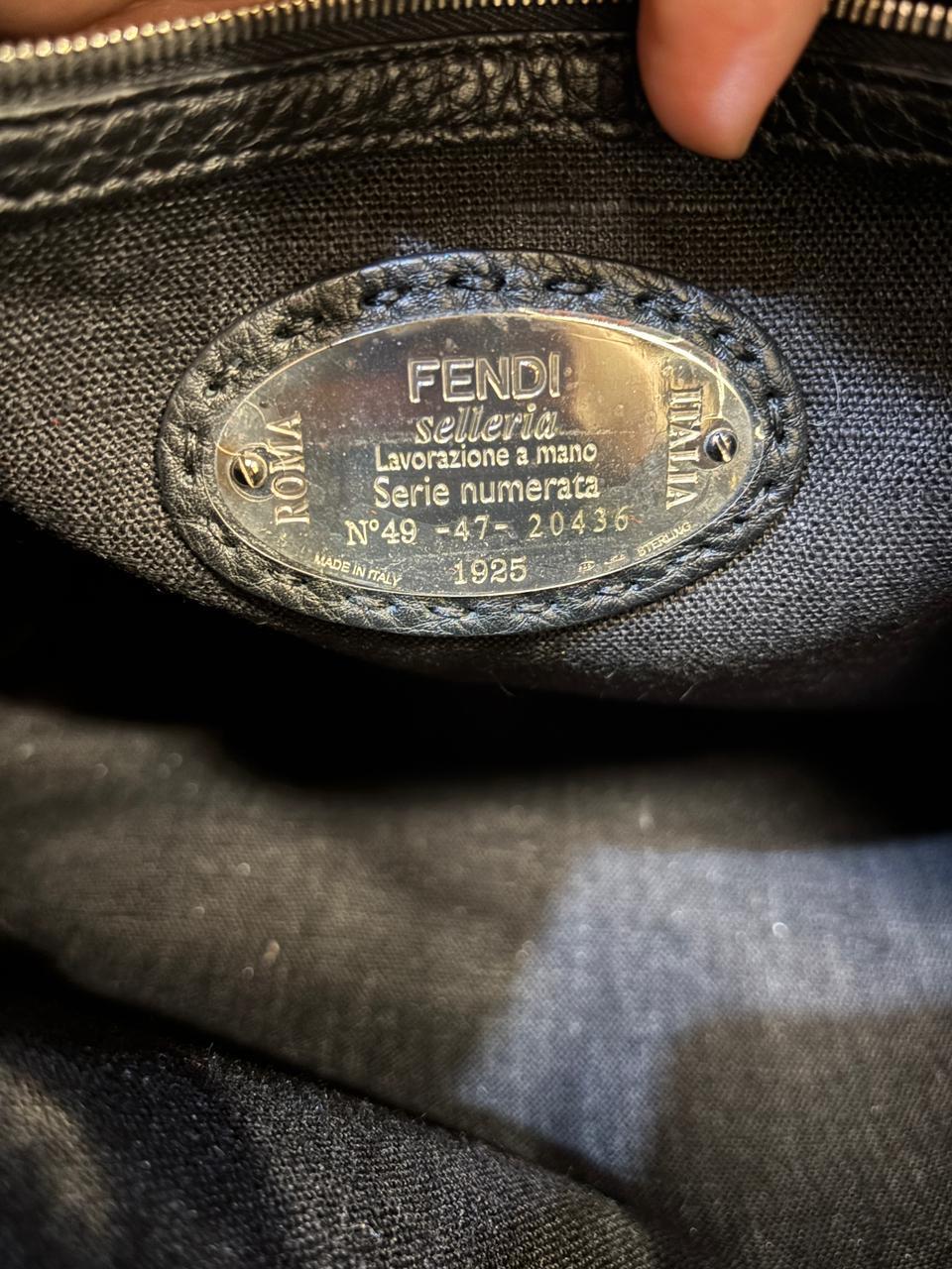 Fendi Black Selleria Leather Briefcase Tote en vente 5