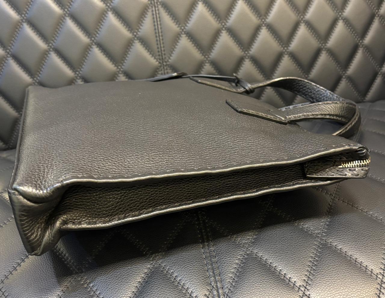 Fendi Black Selleria Leather Briefcase Tote en vente 6
