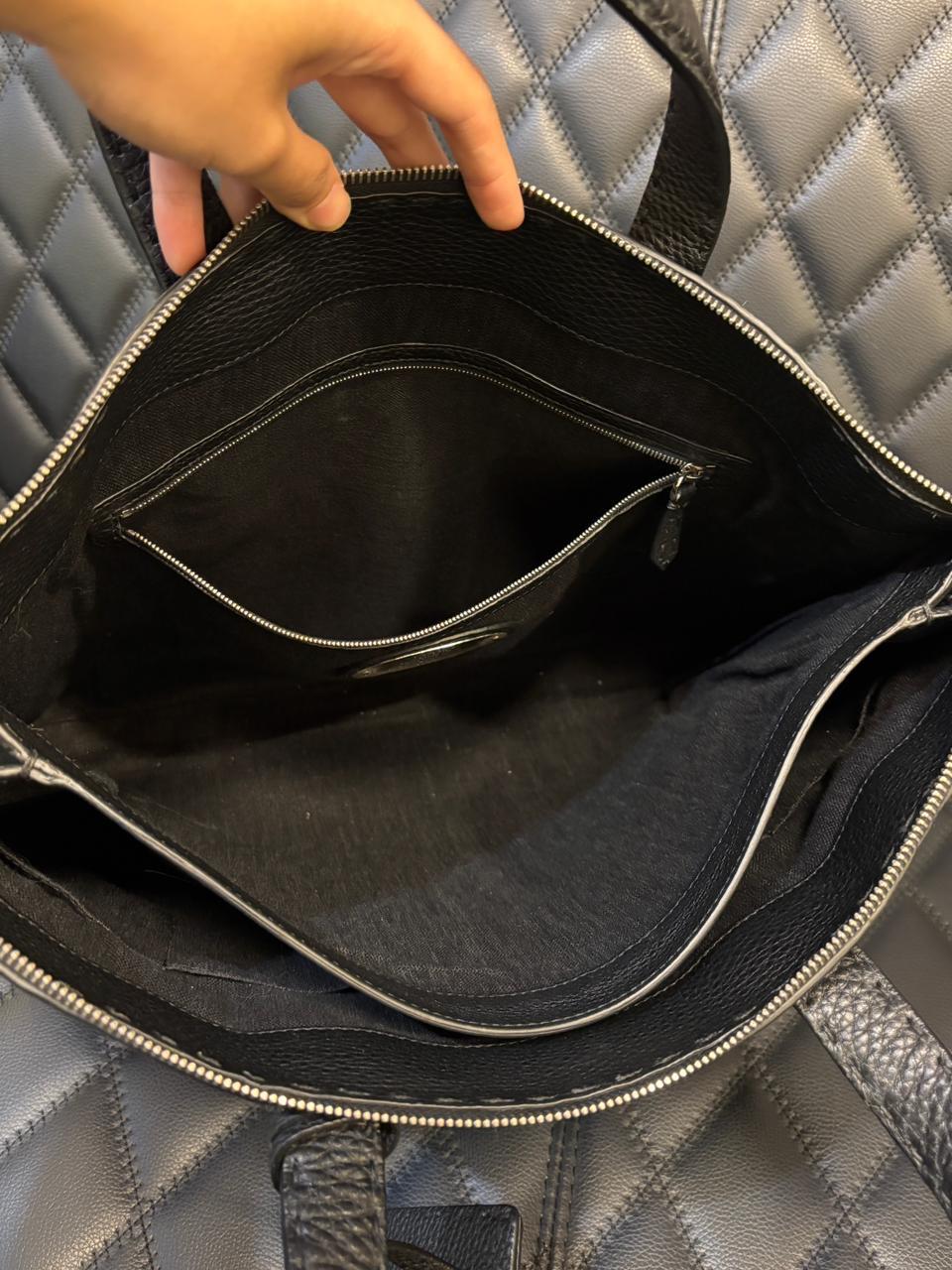 Noir Fendi Black Selleria Leather Briefcase Tote en vente