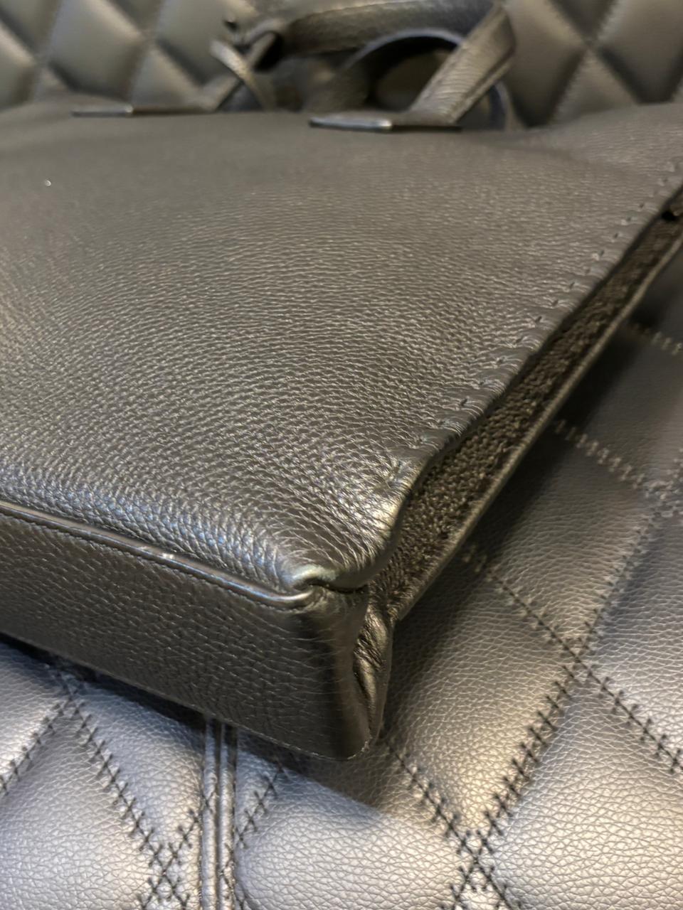 Fendi Black Selleria Leather Briefcase Tote en vente 1