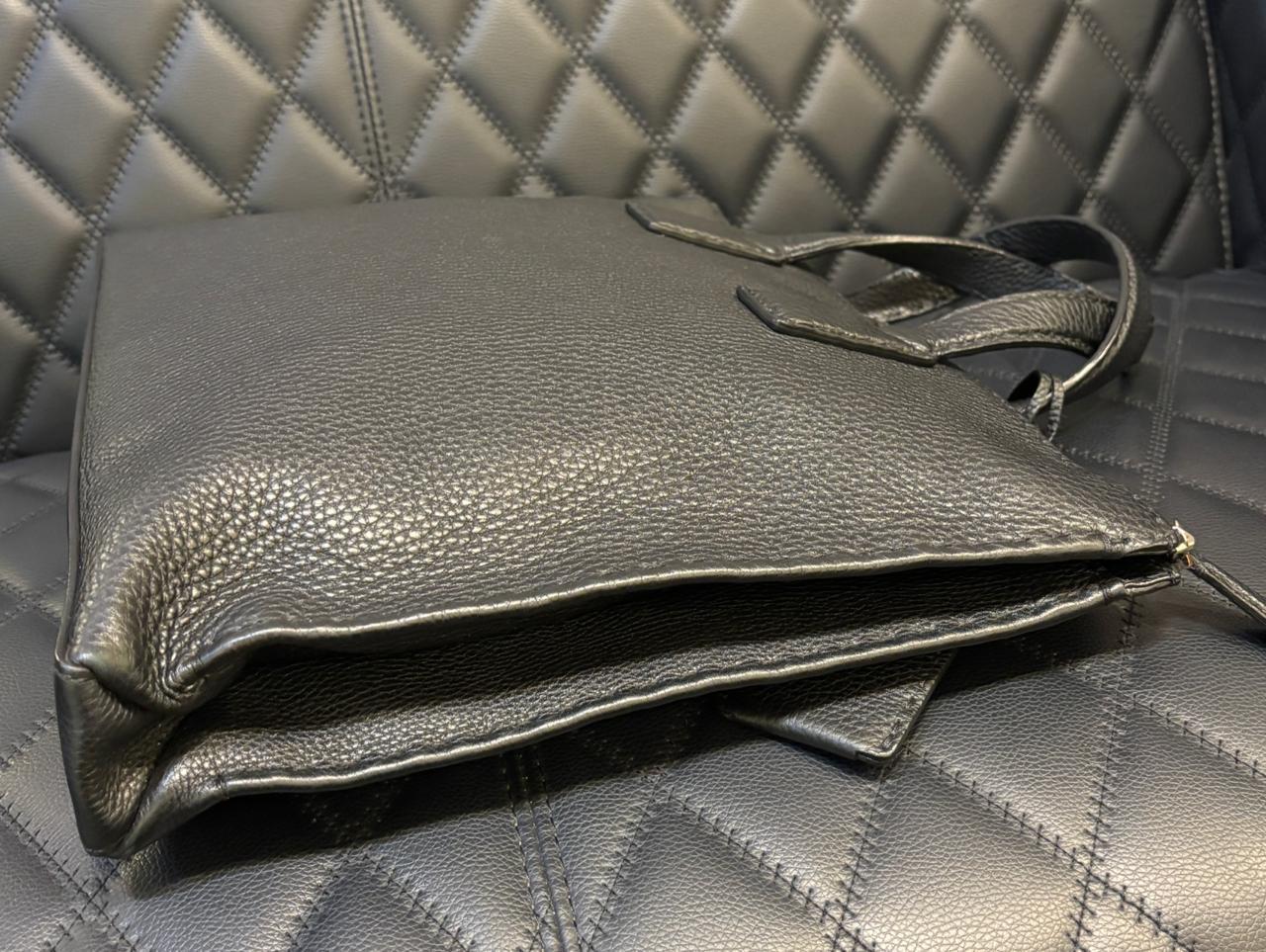 Fendi Black Selleria Leather Briefcase Tote en vente 3